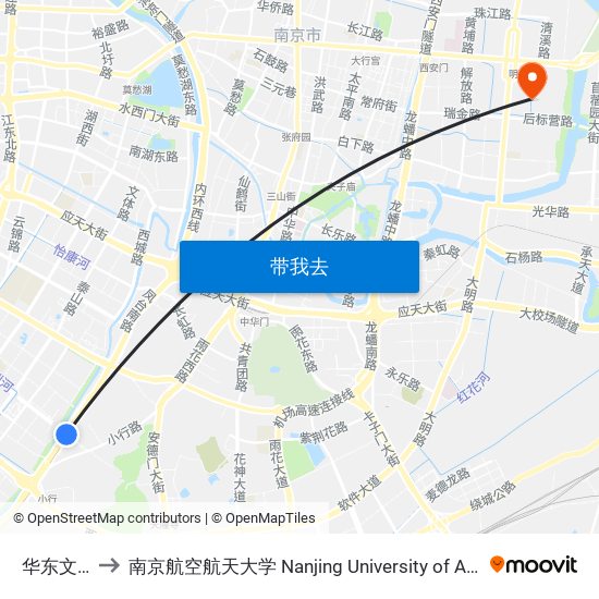 华东文化市场 to 南京航空航天大学 Nanjing University of Aeronautics and Astronautics map