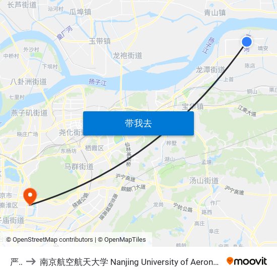 严庄 to 南京航空航天大学 Nanjing University of Aeronautics and Astronautics map