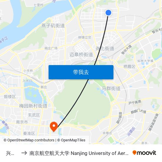 兴友路中 to 南京航空航天大学 Nanjing University of Aeronautics and Astronautics map