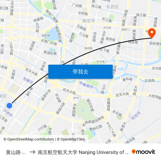 黄山路·新安江街 to 南京航空航天大学 Nanjing University of Aeronautics and Astronautics map