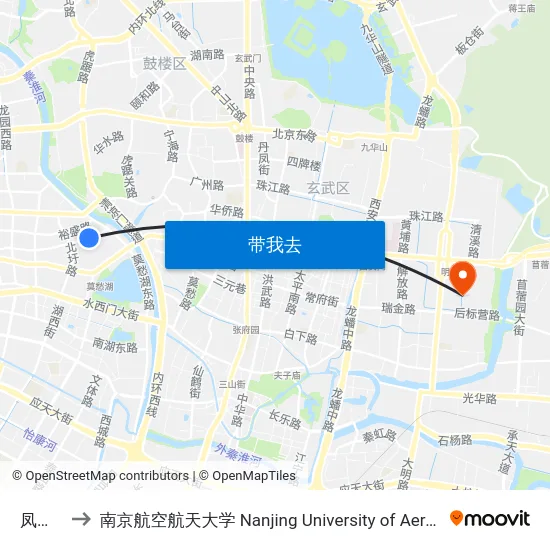 凤凰西街 to 南京航空航天大学 Nanjing University of Aeronautics and Astronautics map