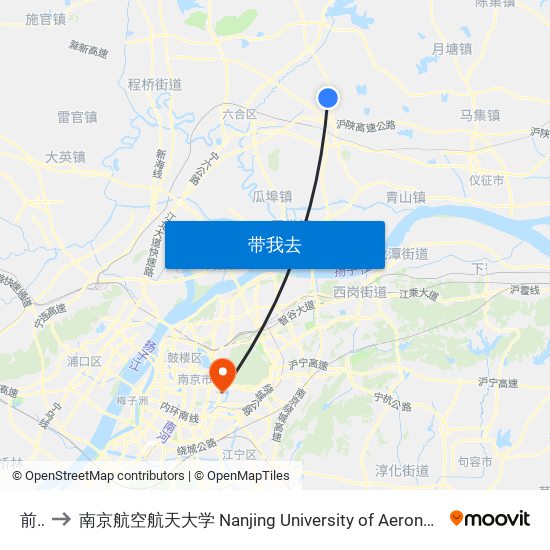 前张 to 南京航空航天大学 Nanjing University of Aeronautics and Astronautics map