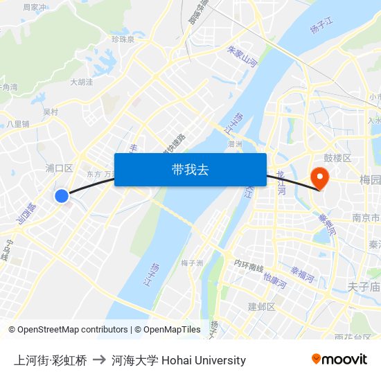 上河街·彩虹桥 to 河海大学 Hohai University map