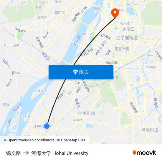 锦文路 to 河海大学 Hohai University map