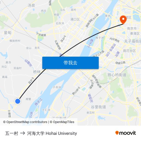 五一村 to 河海大学 Hohai University map