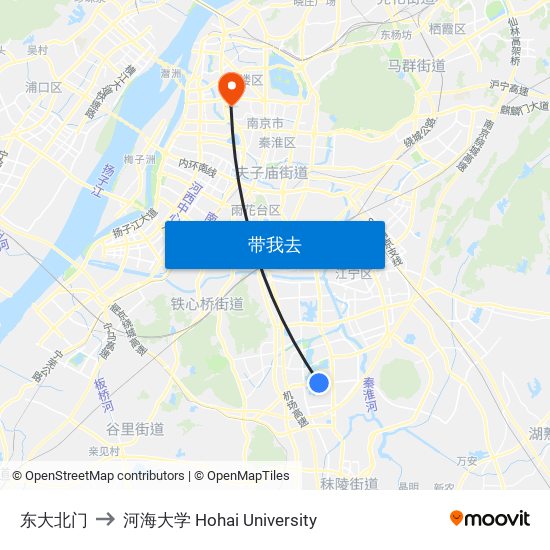 东大北门 to 河海大学 Hohai University map