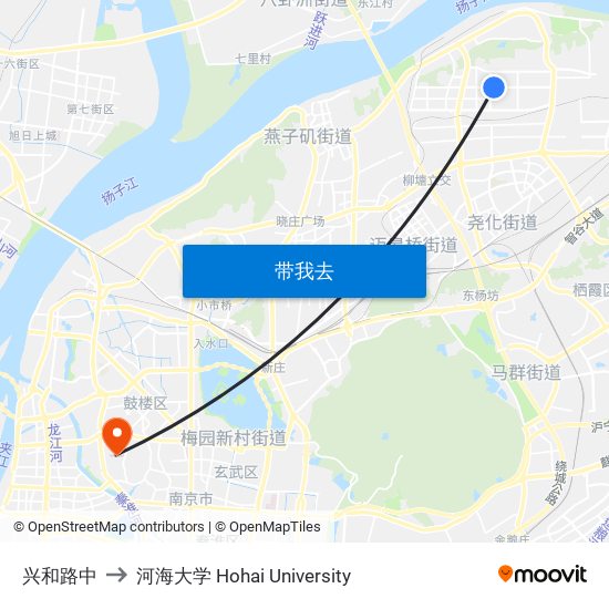 兴和路中 to 河海大学 Hohai University map
