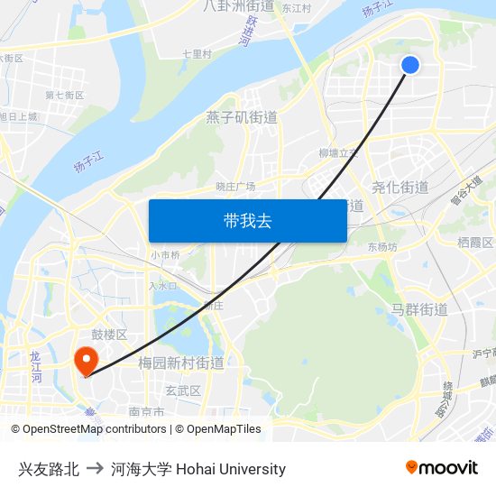 兴友路北 to 河海大学 Hohai University map