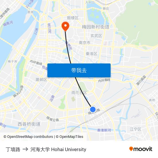 丁墙路 to 河海大学 Hohai University map