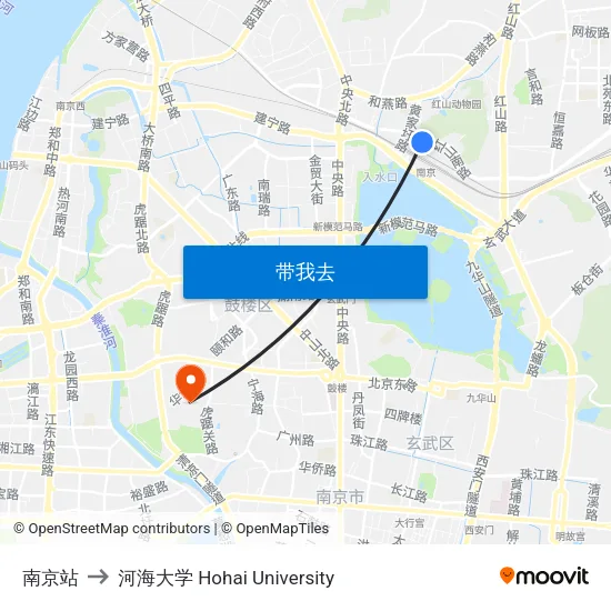 南京站 to 河海大学 Hohai University map