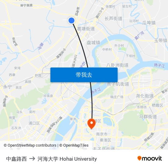 中鑫路西 to 河海大学 Hohai University map