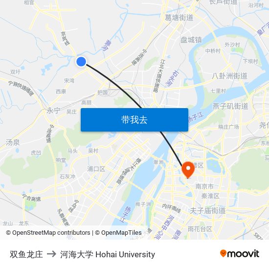 双鱼龙庄 to 河海大学 Hohai University map