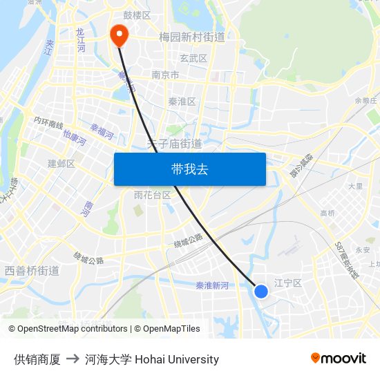 供销商厦 to 河海大学 Hohai University map