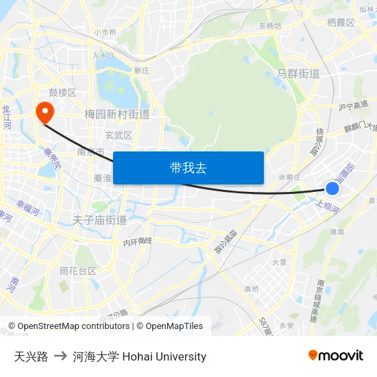 天兴路 to 河海大学 Hohai University map