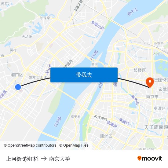 上河街·彩虹桥 to 南京大学 map