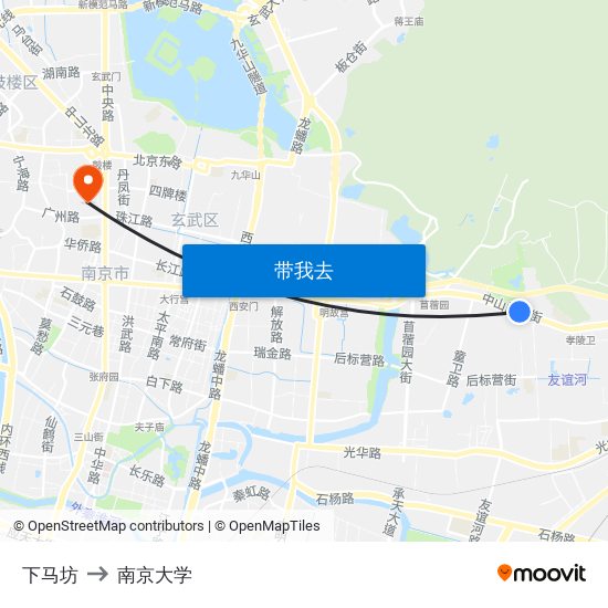 下马坊 to 南京大学 map