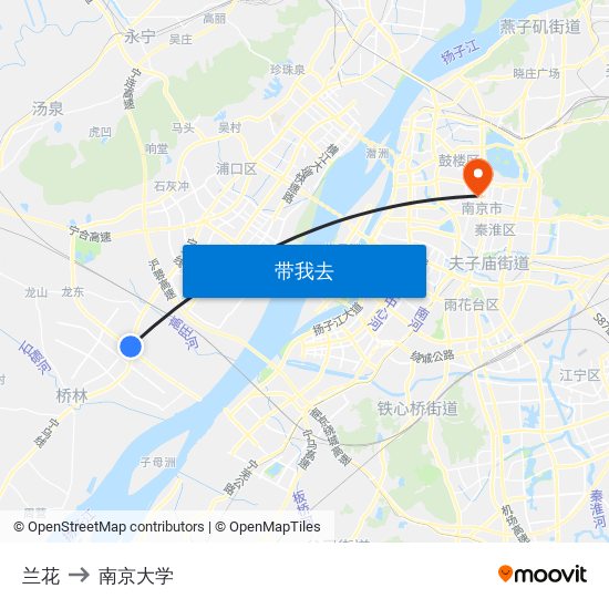 兰花 to 南京大学 map