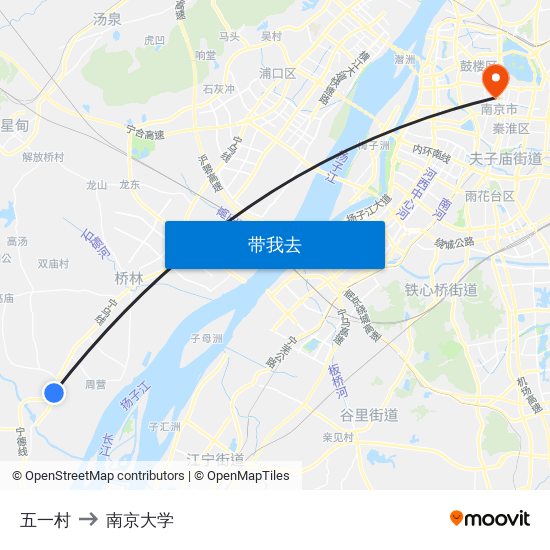 五一村 to 南京大学 map