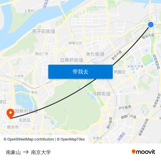 南象山 to 南京大学 map
