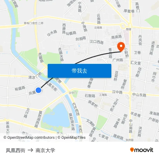 凤凰西街 to 南京大学 map