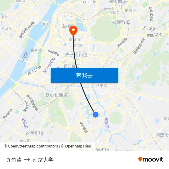 九竹路 to 南京大学 map