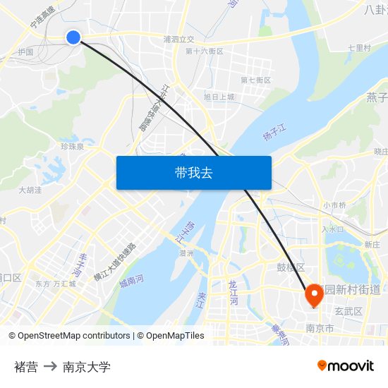 褚营 to 南京大学 map