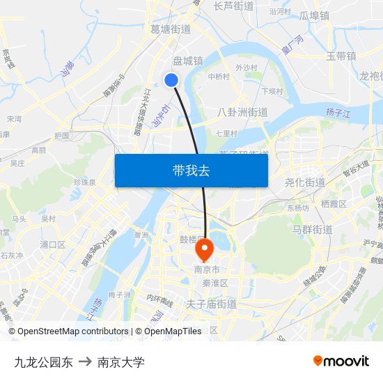 九龙公园东 to 南京大学 map