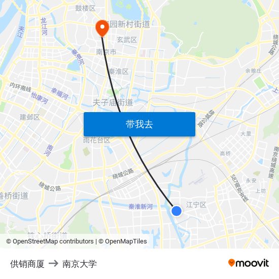 供销商厦 to 南京大学 map