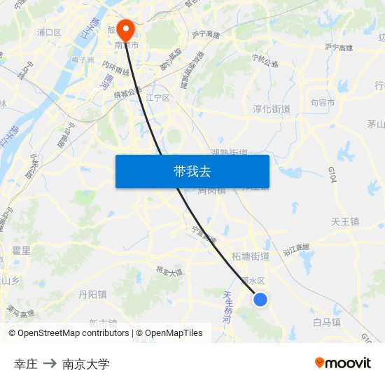 幸庄 to 南京大学 map