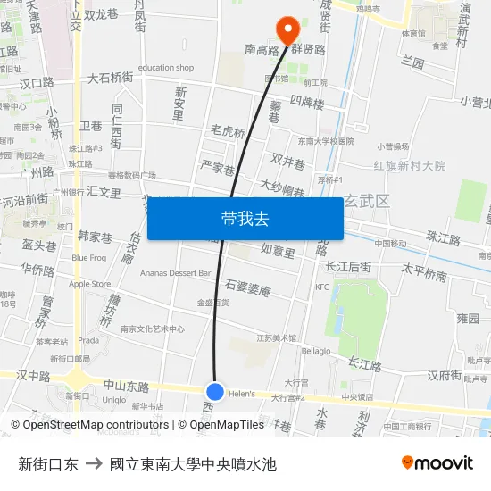 新街口东 to 國立東南大學中央噴水池 map