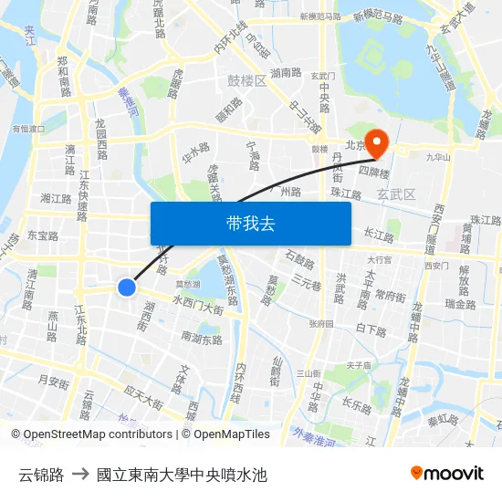 云锦路 to 國立東南大學中央噴水池 map