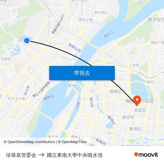 珍珠泉管委会 to 國立東南大學中央噴水池 map