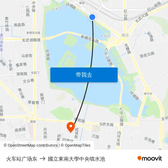 火车站广场东 to 國立東南大學中央噴水池 map