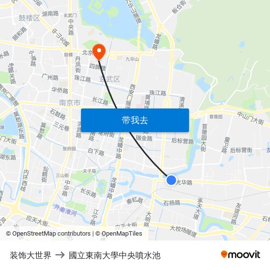 装饰大世界 to 國立東南大學中央噴水池 map