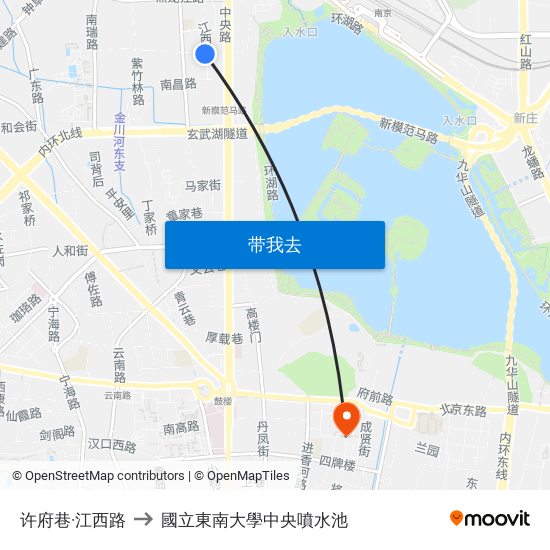 许府巷·江西路 to 國立東南大學中央噴水池 map