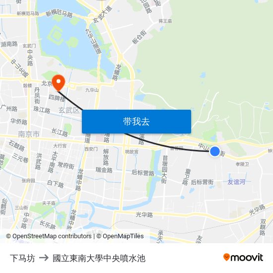 下马坊 to 國立東南大學中央噴水池 map