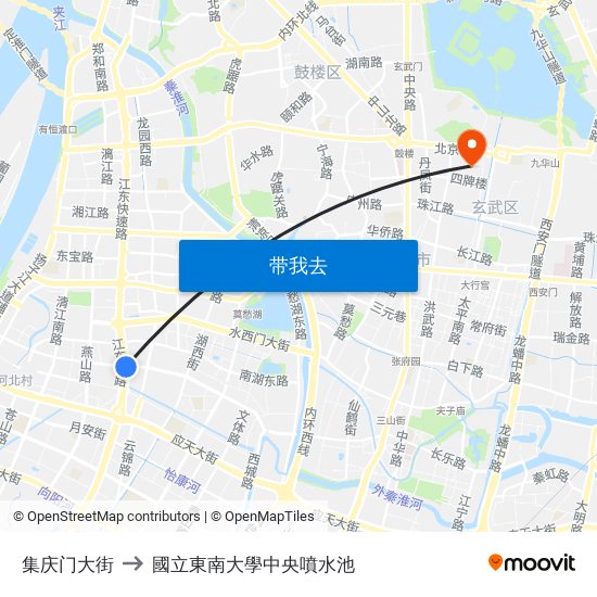 集庆门大街 to 國立東南大學中央噴水池 map