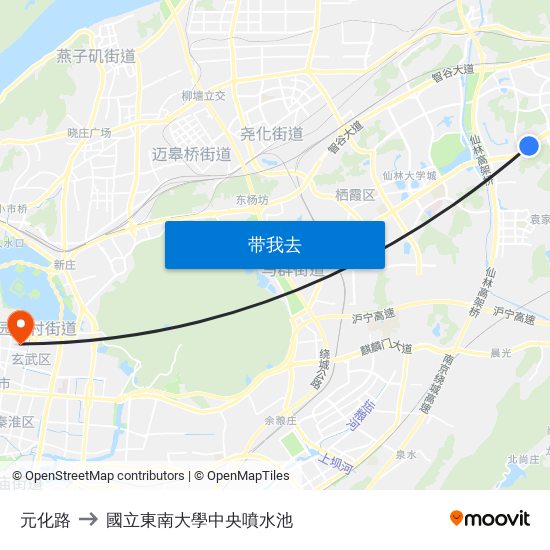 元化路 to 國立東南大學中央噴水池 map