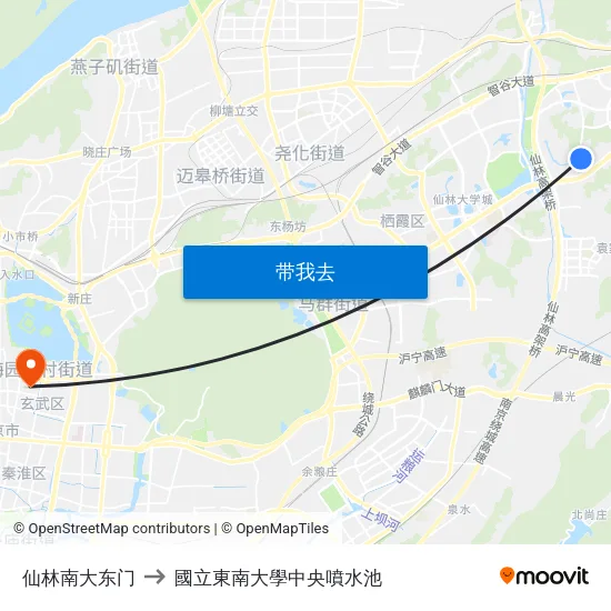 仙林南大东门 to 國立東南大學中央噴水池 map