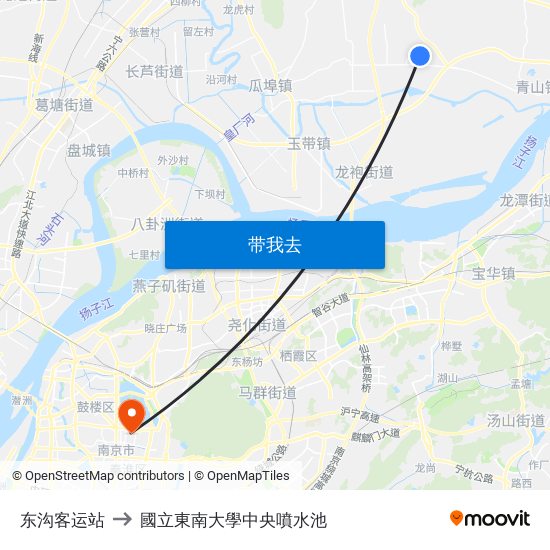 东沟客运站 to 國立東南大學中央噴水池 map
