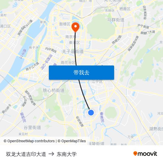 双龙大道吉印大道 to 东南大学 map