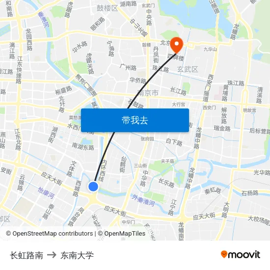 长虹路南 to 东南大学 map