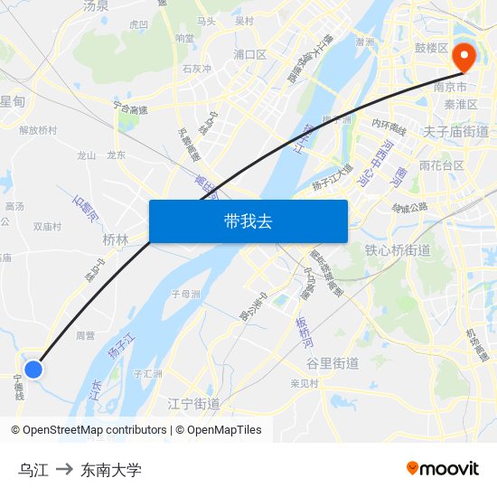 乌江 to 东南大学 map
