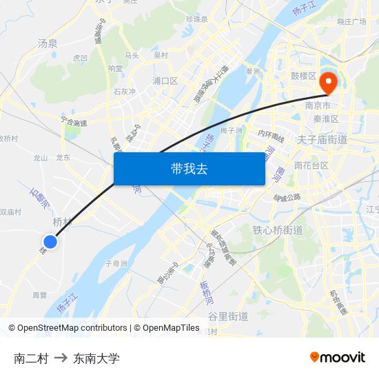 南二村 to 东南大学 map