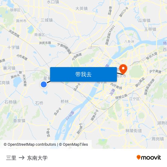 三里 to 东南大学 map