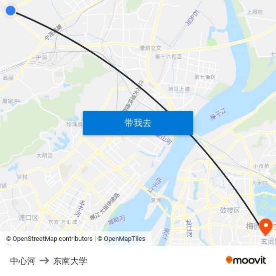 中心河 to 东南大学 map