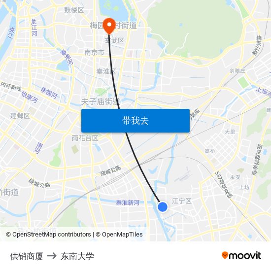 供销商厦 to 东南大学 map