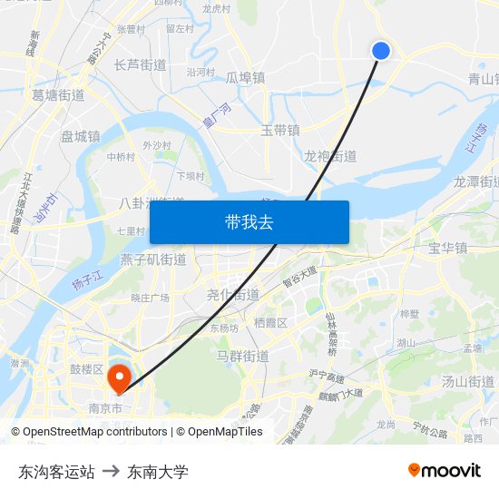 东沟客运站 to 东南大学 map
