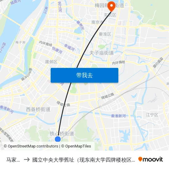 马家店 to 國立中央大學舊址（现东南大学四牌楼校区） map