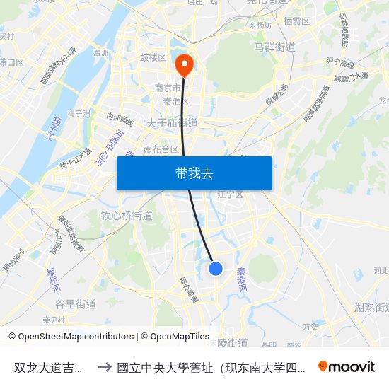 双龙大道吉印大道 to 國立中央大學舊址（现东南大学四牌楼校区） map